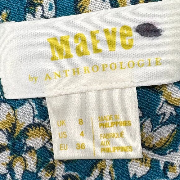 Maeve by Anthropologie Green Floral Short Sleeve Romper Belted Size 4 - Picture 13 of 14